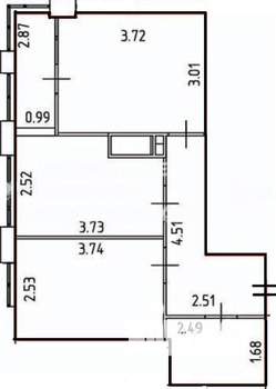 2-к квартира, вторичка, 43м2, 4/25 этаж