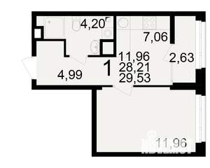 1-к квартира, вторичка, 28м2, 2/25 этаж