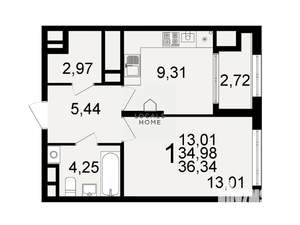 1-к квартира, вторичка, 36м2, 10/26 этаж