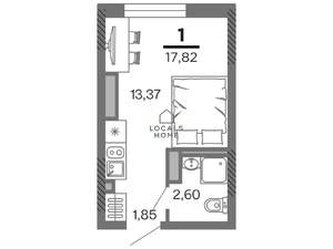 Студия квартира, вторичка, 18м2, 18/25 этаж