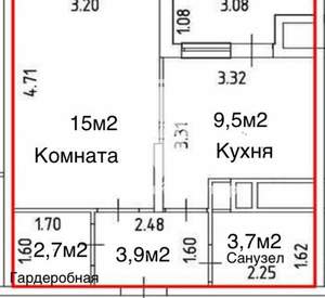 1-к квартира, вторичка, 35м2, 14/25 этаж