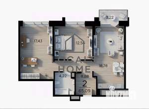 2-к квартира, вторичка, 65м2, 10/19 этаж