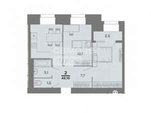 2-к квартира, вторичка, 51м2, 3/16 этаж