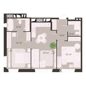 2-к квартира, строящийся дом, 63м2, 2/8 этаж