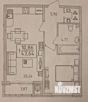 1-к квартира, вторичка, 42м2, 1/23 этаж