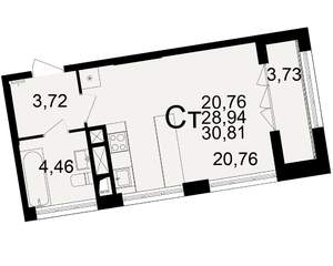 1-к квартира, вторичка, 29м2, 1/25 этаж
