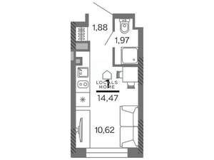 Студия квартира, вторичка, 14м2, 9/25 этаж