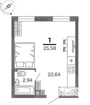 1-к квартира, вторичка, 26м2, 7/26 этаж