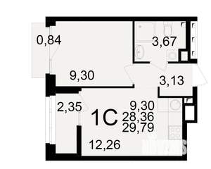 1-к квартира, вторичка, 28м2, 6/25 этаж