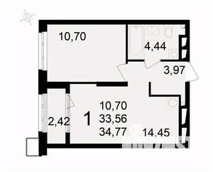 1-к квартира, вторичка, 35м2, 18/24 этаж