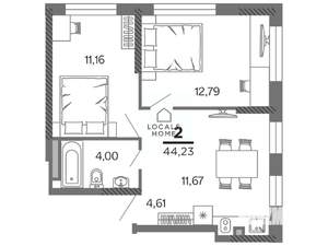 2-к квартира, вторичка, 44м2, 15/25 этаж