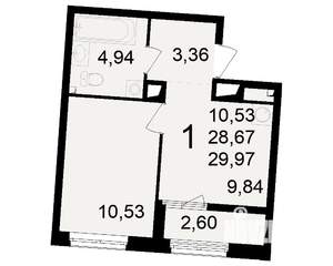 1-к квартира, вторичка, 29м2, 6/23 этаж