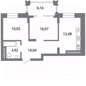 2-к квартира, вторичка, 58м2, 2/5 этаж