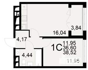 1-к квартира, вторичка, 37м2, 2/25 этаж