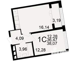 1-к квартира, вторичка, 36м2, 14/25 этаж