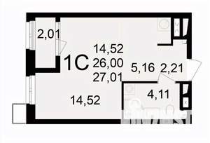 1-к квартира, вторичка, 27м2, 21/24 этаж