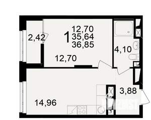 1-к квартира, вторичка, 36м2, 13/25 этаж