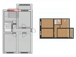 3-к квартира, вторичка, 61м2, 2/2 этаж