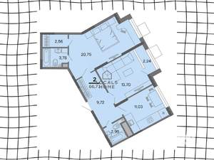 2-к квартира, вторичка, 67м2, 10/22 этаж