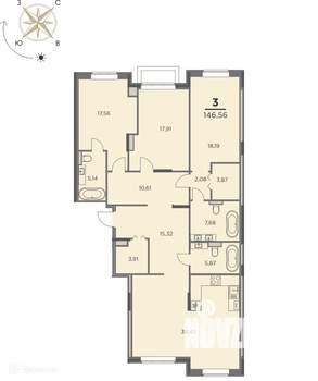 3-к квартира, вторичка, 147м2, 1/7 этаж