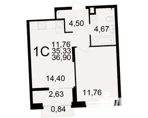 1-к квартира, вторичка, 35м2, 10/25 этаж