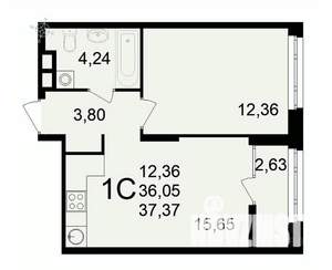 1-к квартира, вторичка, 37м2, 24/26 этаж