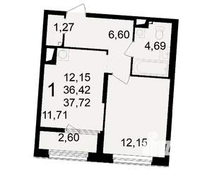 1-к квартира, вторичка, 36м2, 13/23 этаж