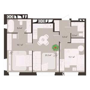 2-к квартира, строящийся дом, 63м2, 4/8 этаж