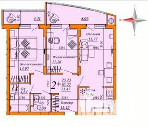 3-к квартира, вторичка, 77м2, 17/25 этаж