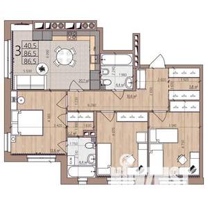 3-к квартира, вторичка, 87м2, 2/9 этаж