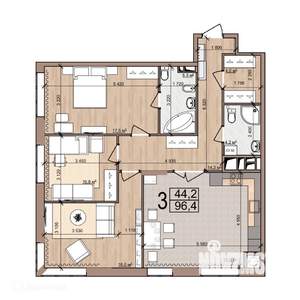 3-к квартира, вторичка, 96м2, 2/27 этаж