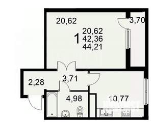 1-к квартира, вторичка, 44м2, 16/17 этаж