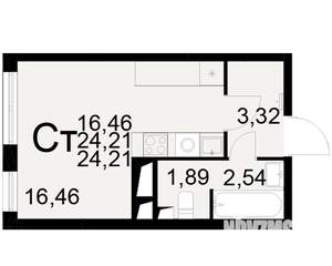 1-к квартира, вторичка, 24м2, 17/25 этаж