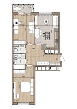 2-к квартира, вторичка, 73м2, 20/25 этаж