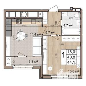 1-к квартира, вторичка, 44м2, 10/25 этаж