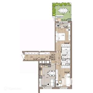 2-к квартира, вторичка, 85м2, 1/26 этаж