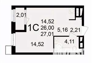 1-к квартира, вторичка, 28м2, 9/24 этаж