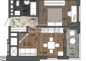 1-к квартира, вторичка, 38м2, 4/25 этаж