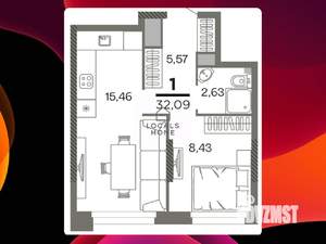 1-к квартира, вторичка, 32м2, 21/26 этаж
