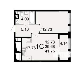 1-к квартира, вторичка, 40м2, 20/26 этаж
