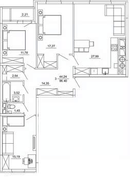 3-к квартира, вторичка, 96м2, 1/26 этаж