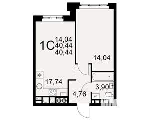 1-к квартира, вторичка, 40м2, 3/10 этаж
