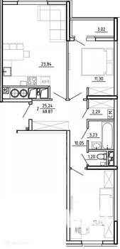 2-к квартира, вторичка, 69м2, 11/26 этаж