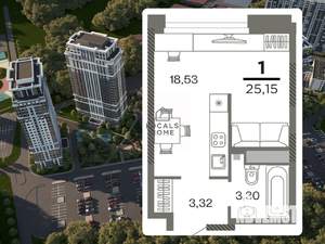 1-к квартира, вторичка, 25м2, 21/26 этаж