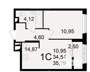 1-к квартира, вторичка, 35м2, 2/25 этаж