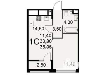 1-к квартира, вторичка, 34м2, 3/23 этаж