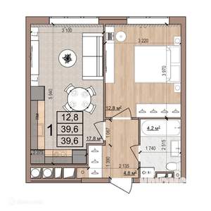 1-к квартира, вторичка, 40м2, 2/17 этаж