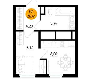 1-к квартира, вторичка, 26м2, 14/25 этаж