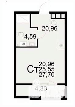 1-к квартира, вторичка, 28м2, 14/22 этаж