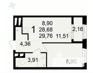 1-к квартира, вторичка, 30м2, 18/24 этаж